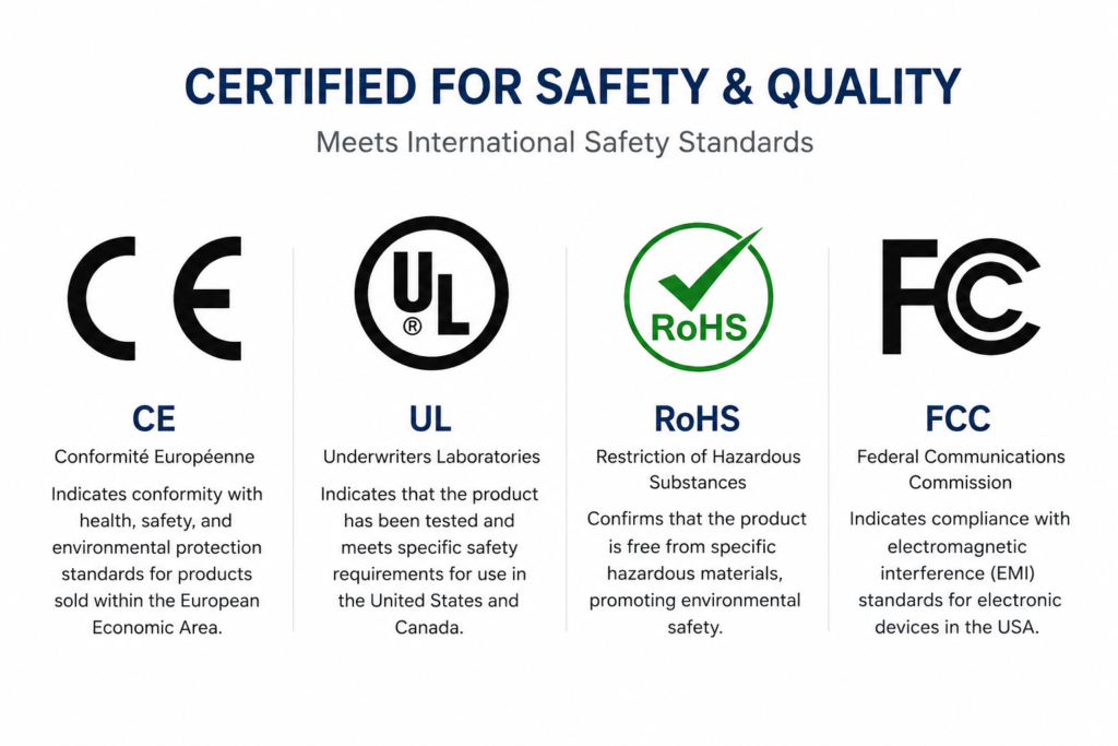 Common safety certification symbols to look for when purchasing a reliable Replacement Charger.