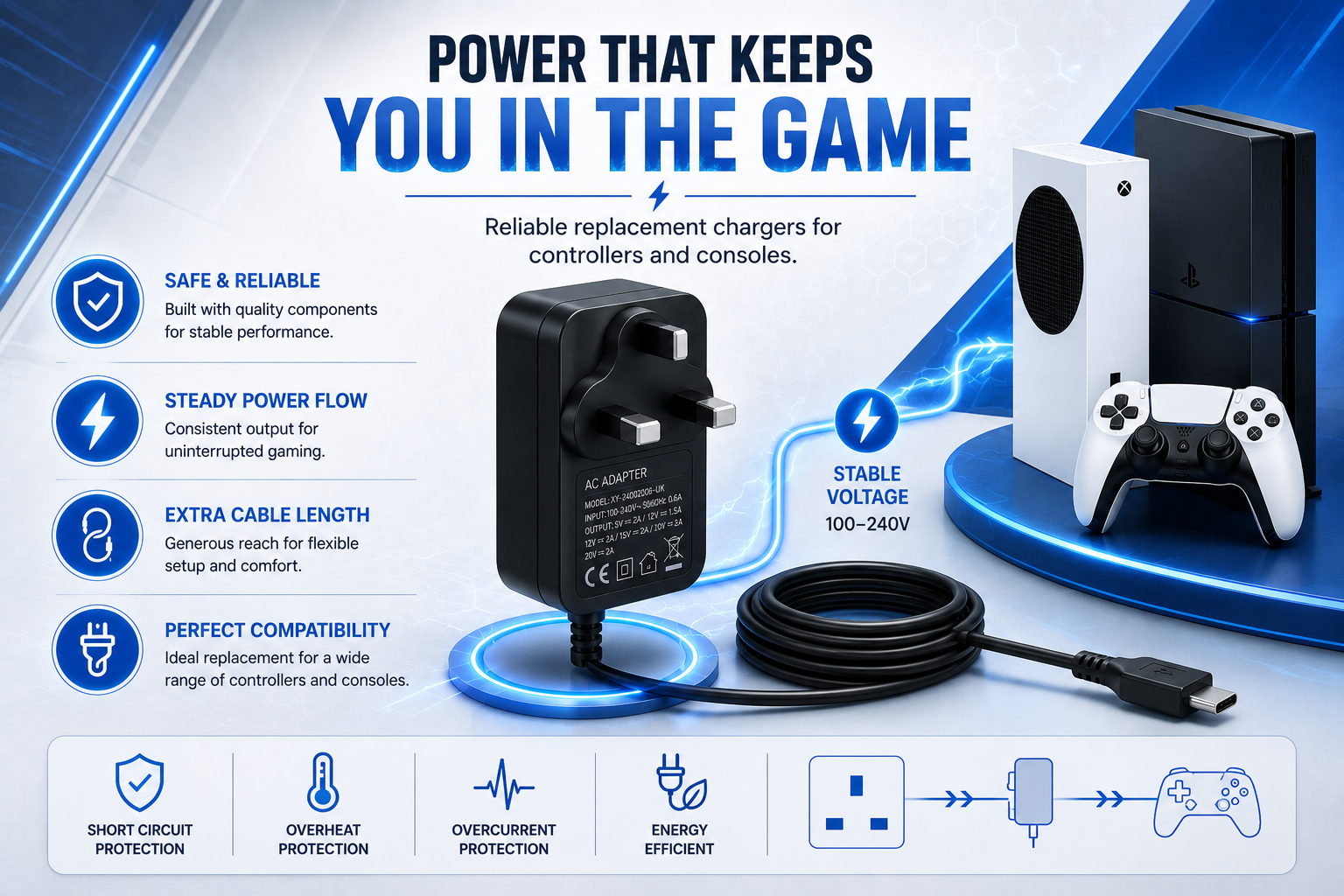 replacement chargers for gaming