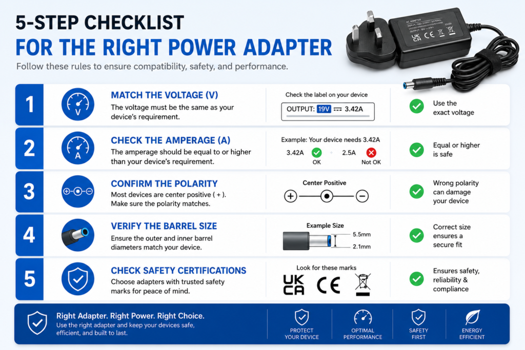 A 5-step safety checklist for correctly verifying and choosing reliable niche product power replacements.