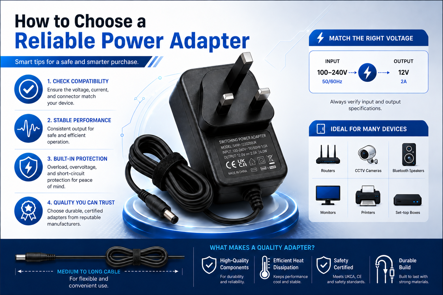 identify a high-quality power adapter