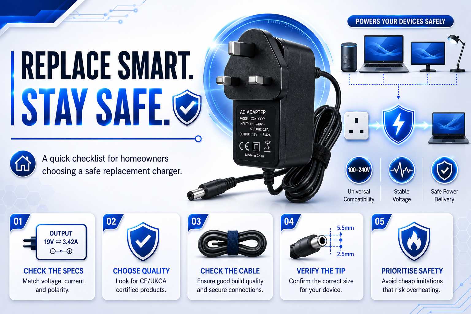 your replacement charger safe