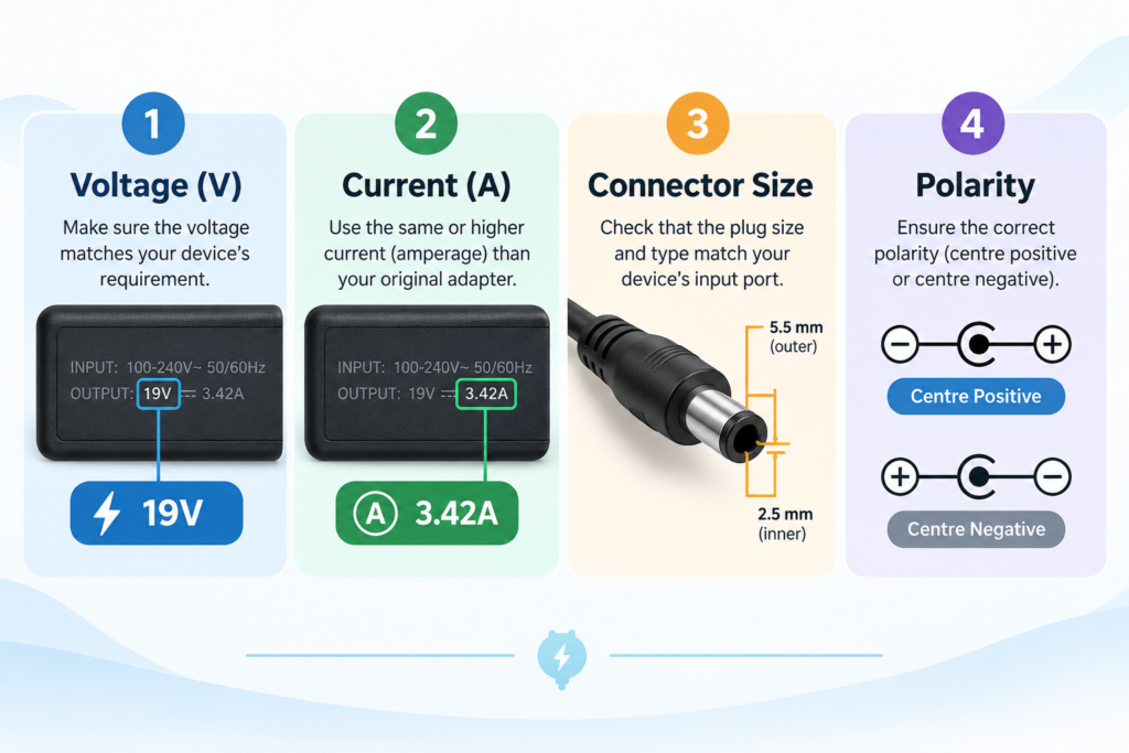 Four essential compatibility checks for replacing 12V CCTV Power Adapters.