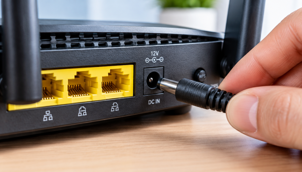 DC connector barrel plugging into a device because a 12V router suddenly keep losing power.