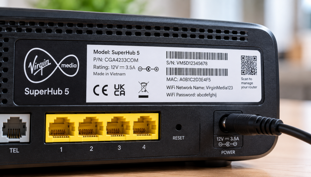 Router model number label to inspect when a 12V router suddenly keep losing power.