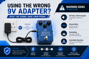 wrong 9v adapter on a guitar pedal